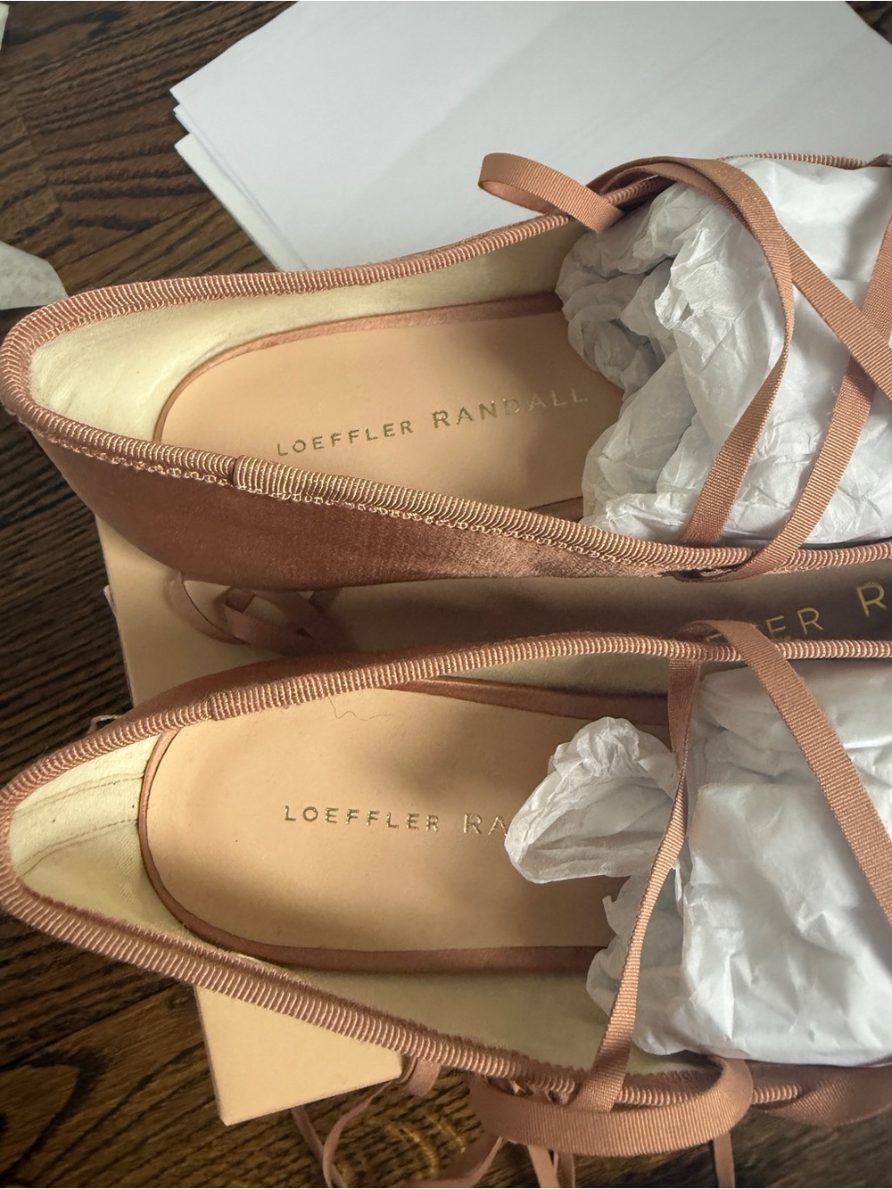 Loeffler Randal Louisa lace-up satin ballet flats Sz 10b - Picture 6 of 8
